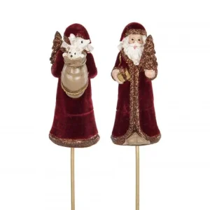 Juldekoration Inomhus Tomte Stick Röd Velvet Poly 7cm 2-pack  REA
