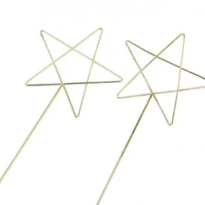 Juldekoration Inomhus Stjärna Metall Stick Guld 10x20cm 2-pack  REA