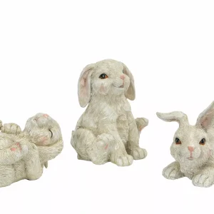 Påskdekoration Kaniner Vit Mix Poly 3-pack