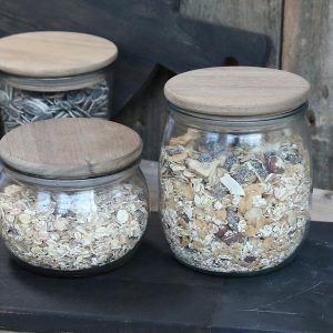 Förvaringsglas med trälock H8,6/Ø11 cm klar  REA