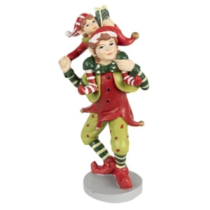 Juldekoration Inomhus Elf 19 cm Röd Grön Polyresin  REA