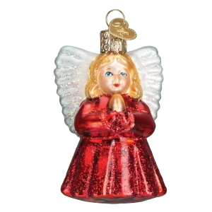 Julekule Rød Engel, Glass - 8cm