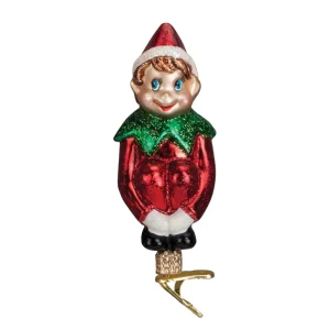 Julekule Alv m/Klype, Glass - 10cm